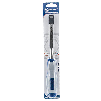 Стамеска плоская КОБАЛЬТ 12 х 140 мм, CR-V, двухкомпонентная рукоятка