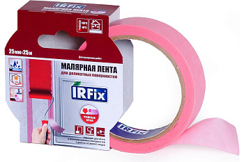 Лента малярная для деликатных поверхностей розовая 25мм х 25м IRFIX EXTRA