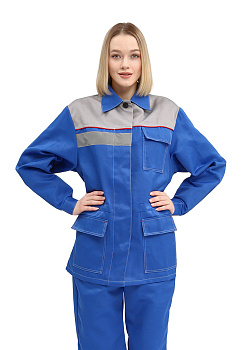 Костюм женский "УДАРНИК" куртка/брюки, цвет: василек/св.серый(48-50, 170-176)