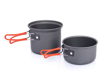 Набор посуды турист. 2пр: кастрюля 14.9х11.1см/сковородка 13.7х6см
