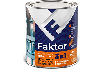 Грунт-эмаль FAKTOR на ржавчину 3 в 1 черная, 0,8кг Грунт-эмаль FAKTOR на ржавчину 3 в 1 черная, 0,8кг