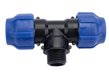 Тройник ПНД компр. переходной с наружной резьбой 20-1/2"-20  (100/25) VALFEX