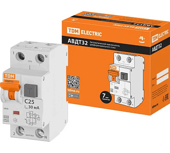 Выключатель автоматический дифференциального тока АВДТ 32 С25 30мА TDM