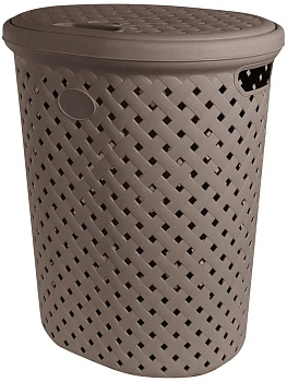 Корзина д/белья Plast Team Rattan 42л 415х330х510 мм шоколадный мокко