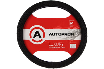 Оплетка руля, серия LUXURY, экокожа, полностью плетеная, черный, M
