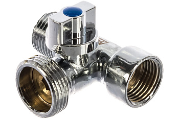 Кран шаровый трёхпроходной для подкл. стац. приб. 1/2"х3/4"х1/2" в/н/н, хром, MP-У