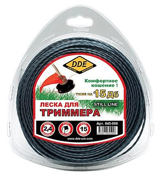 Корд триммерный в блистере DDE "Still line" (витой квадрат) 2,4 мм х 15 м, голубой