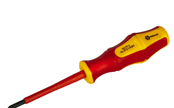 Отвертка диэлектрическая КОБАЛЬТ Ultra Grip FL/PZ-1 х 80мм CR-V, двухкомпонентная рукоятка подвес