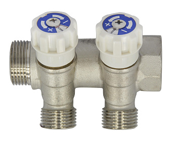 Коллектор с регул. вентилями 2 вых. х 3/4" х 1/2" наруж.рез. MPF, MP-У