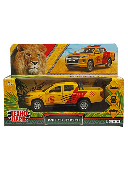 Машина металл MITSUBISHI L200 САФАРИ 13 см, двер, баг, инер, желтый, кор. Технопарк L200-12SAF-YE