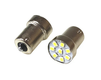 Cветодиод 12V G18.5 8SMD (size 2835) R10W BA15s белый 0.5W 32lm TM NORD YADA																							