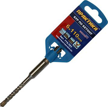 Бур SDS-plus ПРАКТИКА   6 х 110 мм, Х-тип серия "Эксперт" по бетону