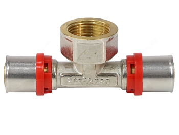 Тройник 20х1/2Fх20 TM латунный покрытие никель внутр. резьба (вн.рез)