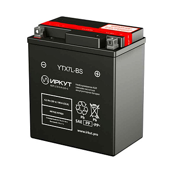 Аккумулятор мотоциклетный ИРКУТ YTX7L-BS