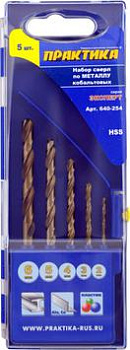Набор сверл по металлу ПРАКТИКА "Эксперт" кобальтовые, 5шт, 2-6 мм 