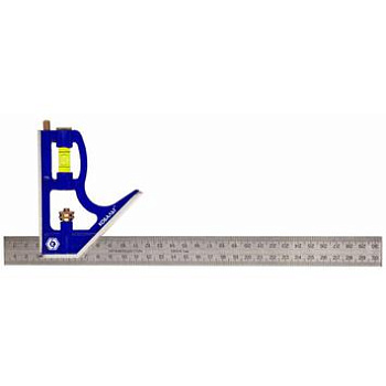 Угольник КОБАЛЬТ с уровнем 300 мм, нерж.сталь					