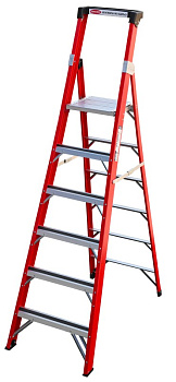 Стремянка FGP207 стеклопластиковая 7 ступеней с лотком для инструмента