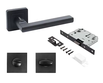 Компл ручка и защ с фикс АЛЛЮР АРТ "ВЕНСАН" BL+L7050S BL+BK-S1 BL (26150/S7050) матовый черный (20)
