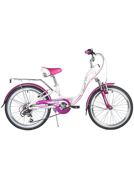 Велосипед NOVATRACK 20", ANGEL, белый, алюм., 6-скор, TY21/RS35/SG-6SI, V-brake