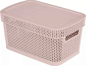 Корзина для хранения Keeplex Ajur с крышкой 5л 28,1х18,5х13,9см бежевый топаз