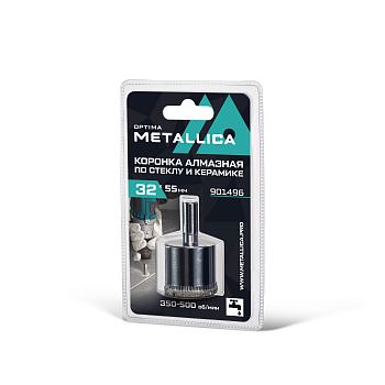 Коронка алмазная METALLICA Optima 32x55 мм, #80, по стеклу, плитке