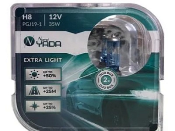 Лампа Н8 12V 35WEXTRA LIGHT +50% Plastic case-2шт Nord YADA