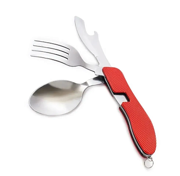 Набор турист. 10х3.5х3.5см многофункц-ный: ложка, вилка, нож/открывалка, складной, микс