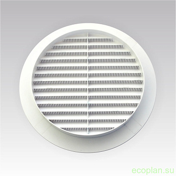 Решетка вентиляционная круглая с пластиковой сеткой D200 вытяжная АБС с фланцем D160