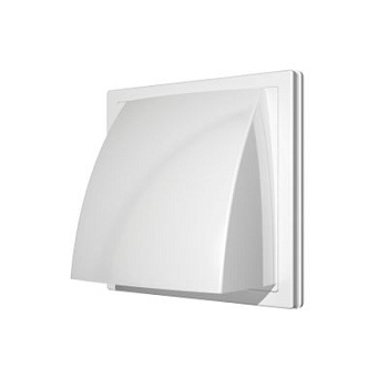 Выход стенной вытяжной с обратным клапаном 150х150 с фланцем D100, ASA, бел.