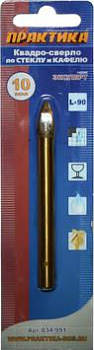 Сверло по стеклу ПРАКТИКА "Эксперт" Квадро 10х90мм