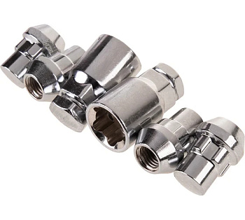 Гайки секретки M12х1,50 32мм конус закр 5 луч 2 кл хром SKYWAY 005 (к-т 4шт) Гайки секретки M12х1,50 32мм конус закр 5 луч 2 кл хром SKYWAY 005 (к-т 4шт)