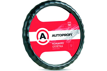 Оплетка руля натуральная кожа, ребристая, черный, L