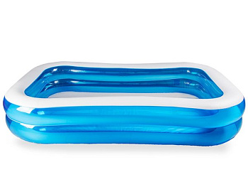 Бассейн Bestway надувной Blue Rectangular семейный 262х175х51см 778л прямоугольный, сливной клапан Бассейн Bestway надувной Blue Rectangular семейный 262х175х51см 778л прямоугольный, сливной клапан