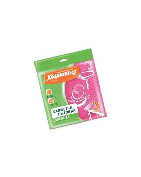 Салфетка бытовая "ХОЗЯЮШКА Мила" вискоза 90 гр/м2, 35*35 см., 3 шт.