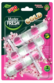 Блок подвесной для унитаза Master FRESH GOLD DUO EFFECT 5в1 САКУРА, 3шт