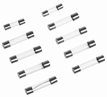 Предохранитель стеклянный цилиндрический набор 10шт 2-25А блистер SKYWAY