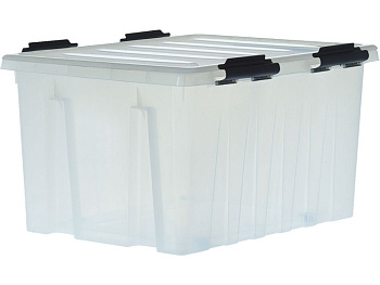 Ящик с крышкой на роликах, 120л прозрачный