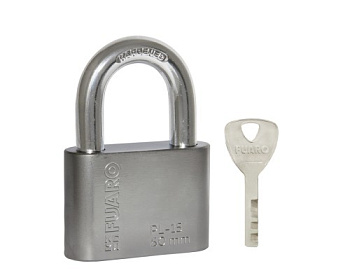 Замок навесной PL-WEATHER-1550 Nickel 4 fin key ( PL-15-50) диск. /блистер (42285) (FUARO)