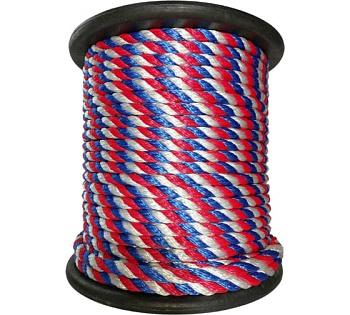 Канат мультитекс крученый 12мм. Триколор (100м) (цена за метр)