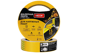 Малярная лента DЕCOR 38 мм х 50 м, оранж., для наруж. Работ