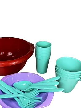 Набор посуды для пикника №1 «Праздничный» (4 персоны, 21 предмет)