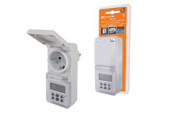 Таймер розеточный электронный ТРЭ-02-1мин/7дн-10on/off-8А (недельный, защита от влаги) TDM