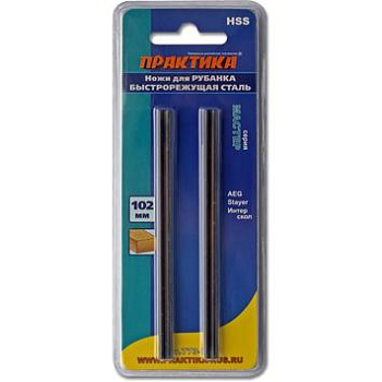 Нож для рубанка ПРАКТИКА 102 мм х 5,5 мм, быстрорежущая сталь, (2 шт)			