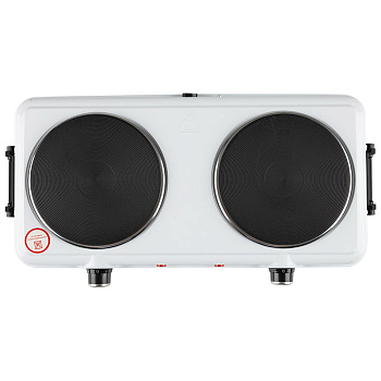 Электроплитка HOMESTAR HS-1110, бел. с ручками, чугун 1000 Вт.+1000Вт., 2 конф.