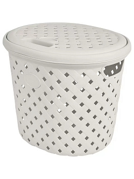 Корзина д/белья Plast Team Rattan 14л 325х280х280 мм молочный туман