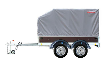 Прицеп Атлет 3,0 платформа фанерные.борта, тент+дуги 1,15+опор.колесо Прицеп Атлет 3,0 платформа фанерные.борта, тент+дуги 1,15+опор.колесо