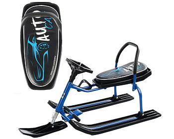 Снегокат  с высокой рамой и скл. спинкой БАРС (РАМА-СИНИЙ)