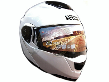 Шлем модуляр "Safelead" HF-119 TRANSFORMER с встр. очками, белый перламут., ЧЕРНЫЙ размер L