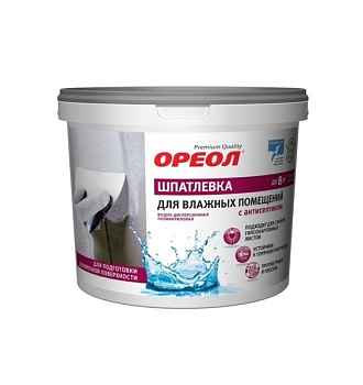Шпатлевка ОРЕОЛ ВД 1,5 кг д/влаж.помещ. с антисептиком Шпатлевка ОРЕОЛ ВД 1,5 кг д/влаж.помещ. с антисептиком