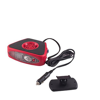 Тепловентилятор 12V SKYWAY в прикуриватель с фонарем черно-красный